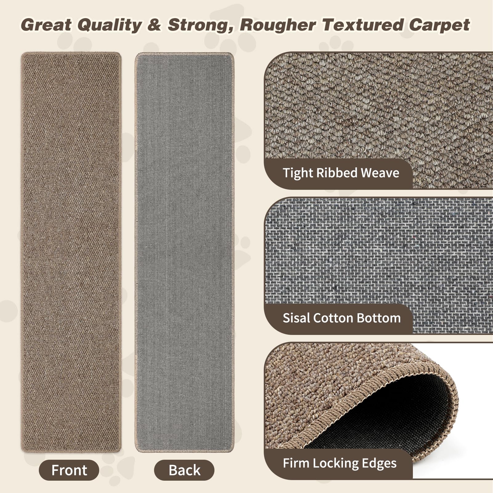 Fhtonge 71X15.8 Thickened Cat Wall Climbing Carpet With 16 Fixed Nails, Extra Large Tall Cat Scratch Pad For Wall, Wall Mounted